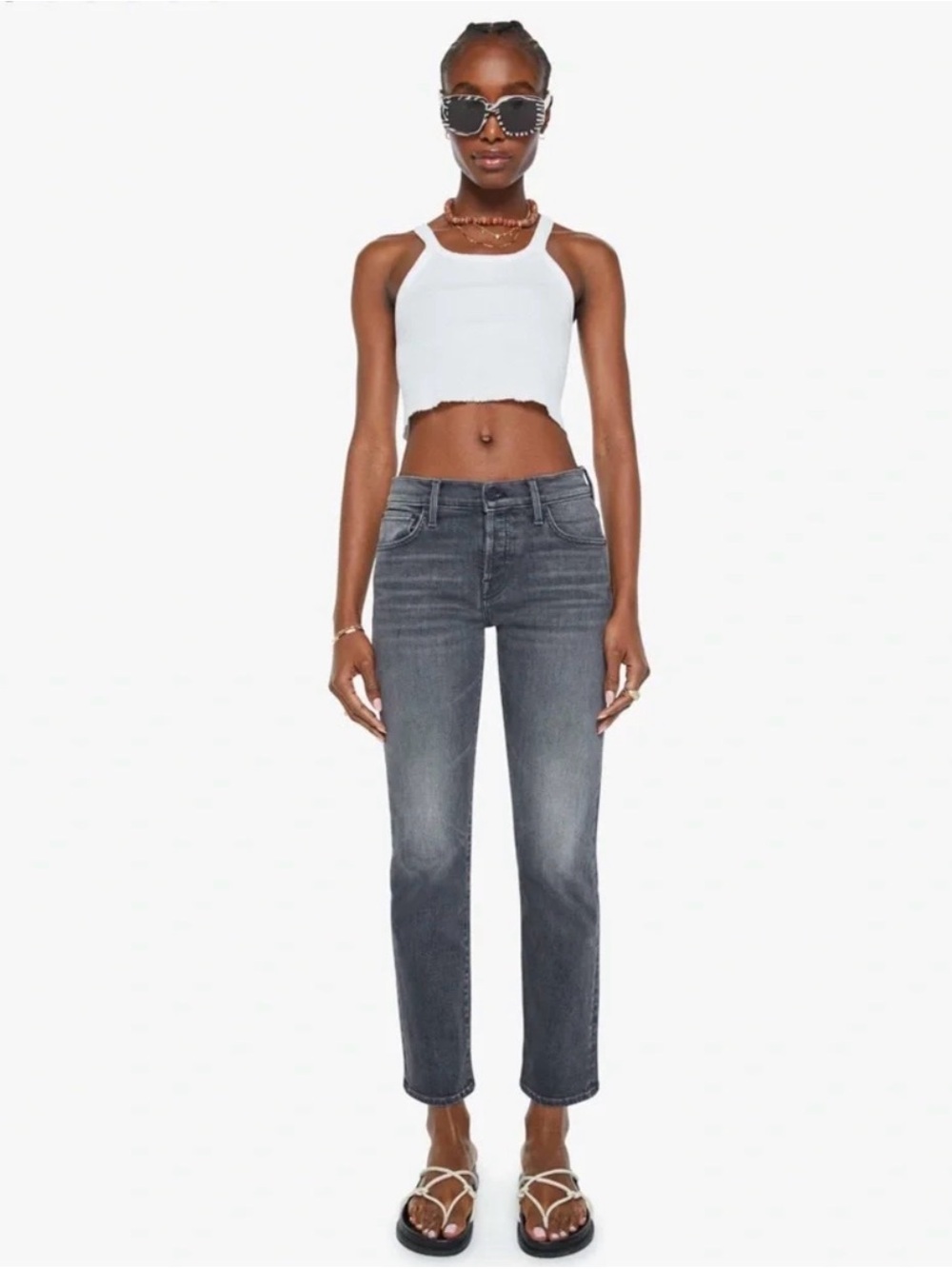 AMO Denim Chloe Crop Jeans Grey Skies High Rise 26  sold out online